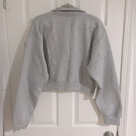 Aritzia TNA Cozy Fleece Perfect 1/4 Zip Sweatshirt - Heather Chrome - L - Picture 5 of 7